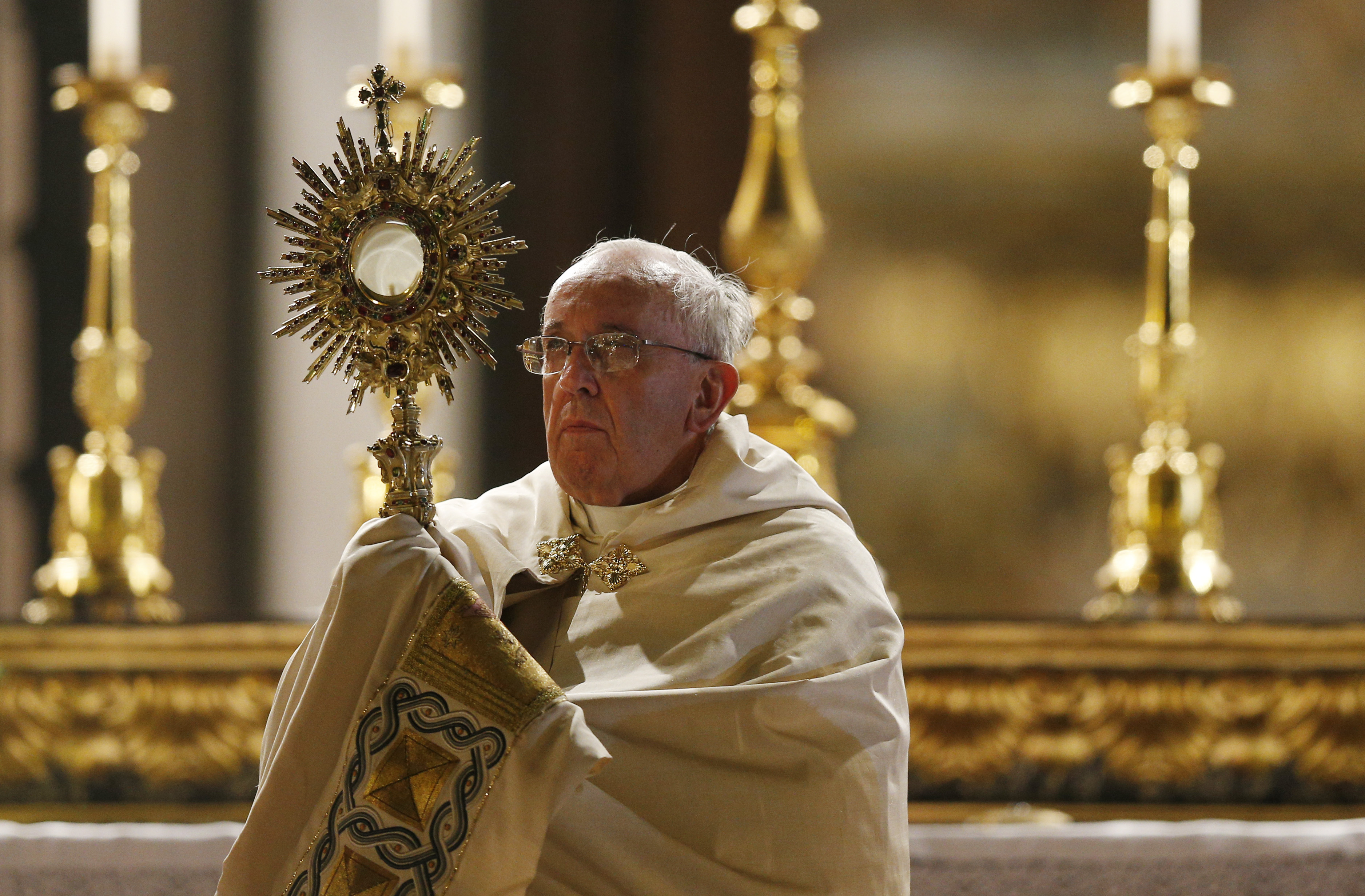 Pope Francis leads Benediction outside Basilica of St. Mary Major in Rome